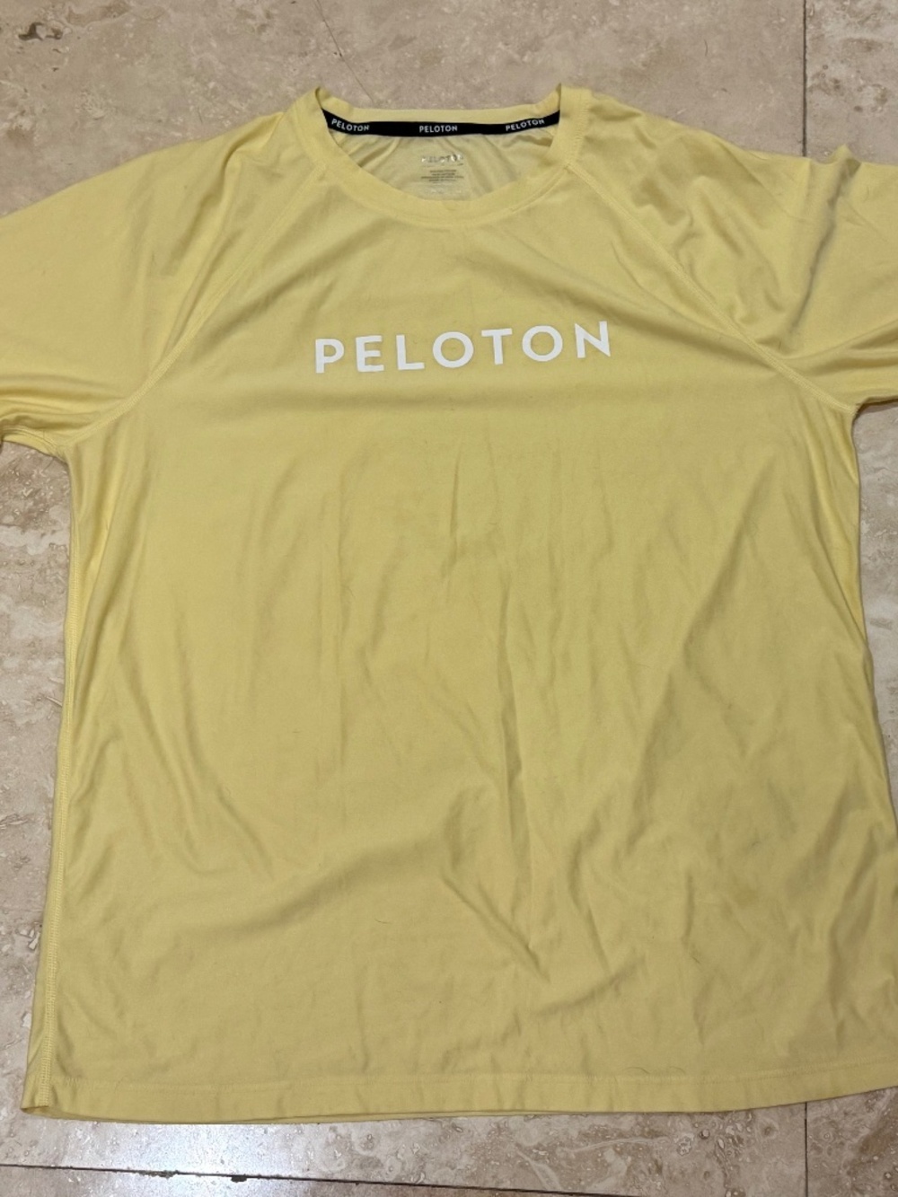 Peloton Mens Yellow tech/ workout shirt s/s - sz. large